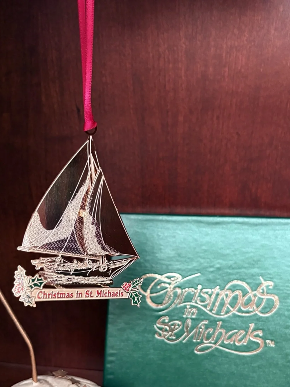 Christmas in St. Michaels Gold Sailboat Ornament